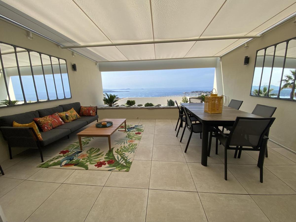 Superbe T2 44M2 - Grande Terrasse Vue Mer Panoramique Exceptionnelle Piscine - Parking Bandol Bagian luar foto