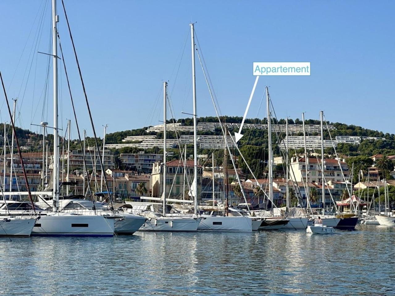 Superbe T2 44M2 - Grande Terrasse Vue Mer Panoramique Exceptionnelle Piscine - Parking Bandol Bagian luar foto