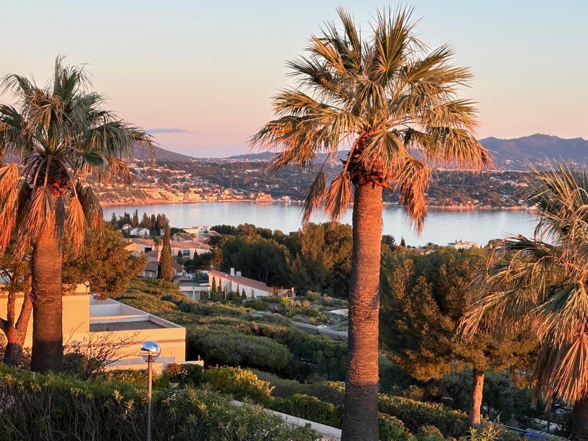 Superbe T2 44M2 - Grande Terrasse Vue Mer Panoramique Exceptionnelle Piscine - Parking Bandol Bagian luar foto